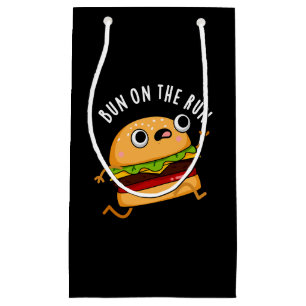 Bun On The Run Funny Food Pun Dark BG Small Gift Bag