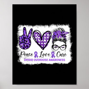 Bun Peace Love Cure Purple Ribbon Opioid Overdose Poster