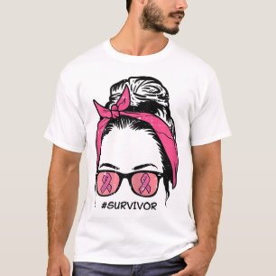 Bun Pink Ribbon Survivor Breast Cancer Awareness W T-Shirt