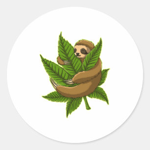 Bun Weed Sloth Classic Round Sticker