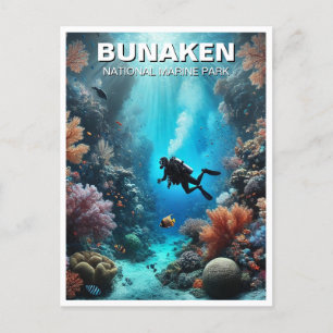 Bunaken Indonesia Scuba Diver Postcard