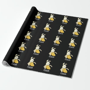 Bunana Funny Bunny In A Banana Pun Dark BG Wrapping Paper