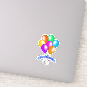 Bunch Colourful Bright Birthday Balloons Ribbons