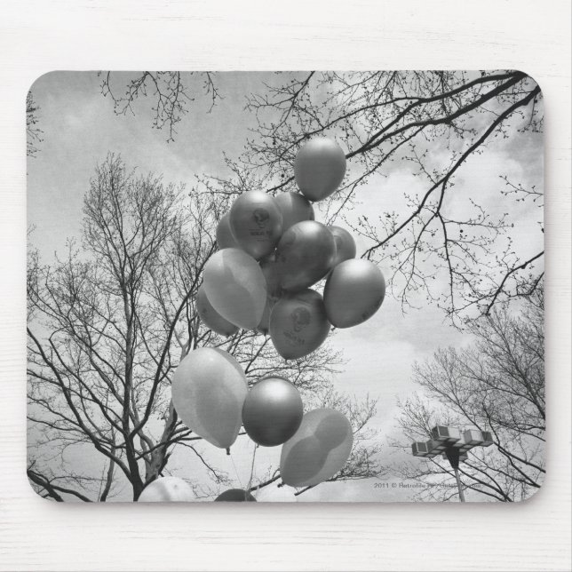 Bunch of balloons outdoors B&W low angle Mouse Pad (Front)