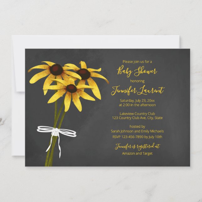 bunch of Black Eyed Susan wildflower baby shower Invitation (Front)