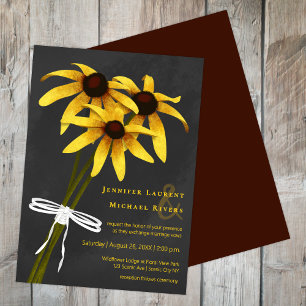 bunch of Black Eyed Susan wildflowers chalkboard Invitation