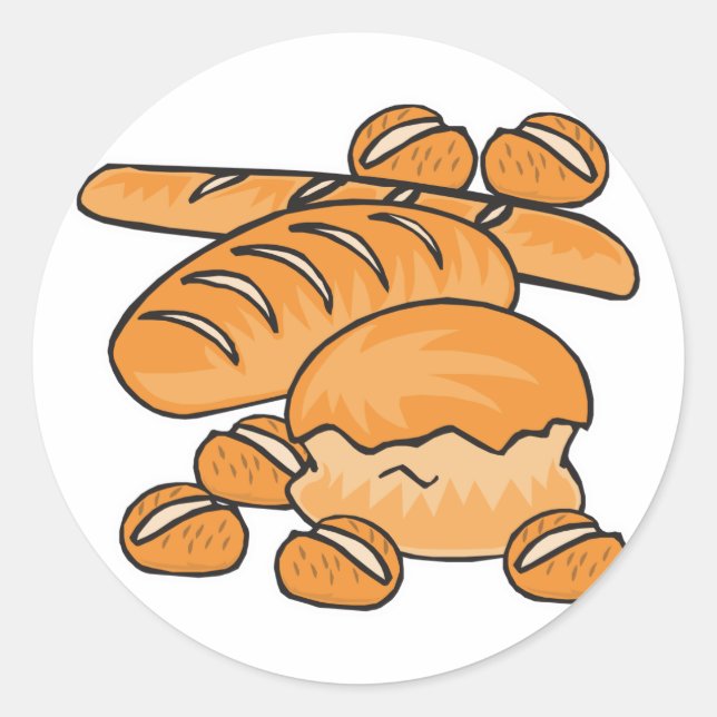 bunch of bread and rolls classic round sticker (Front)
