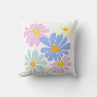 bunch of bright daisies on white cushion