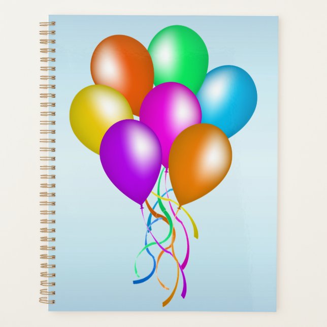 Bunch of Bright Vibrant Balloons Multi Colours Blu Planner (Front)