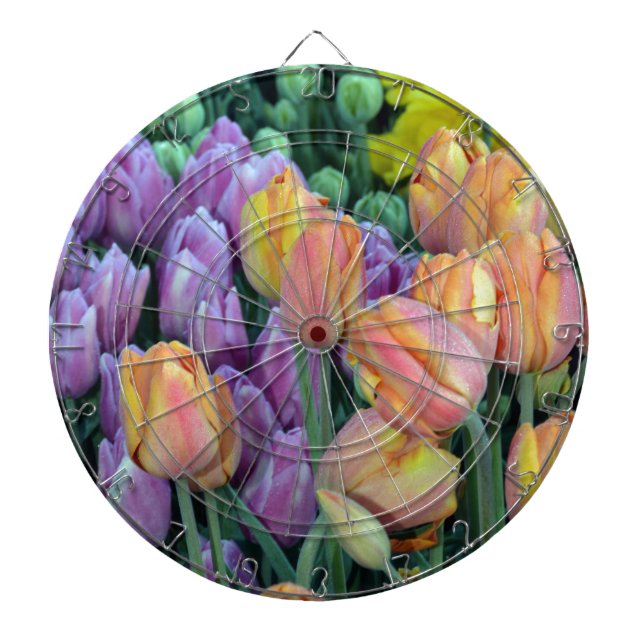 Bunch of colourful tulips dartboard (Front)