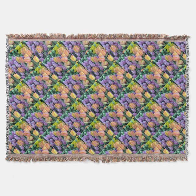 Bunch of colourful tulips throw blanket (Front)