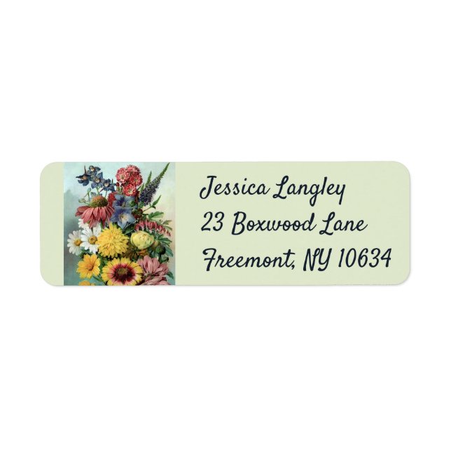 Bunch of flowers birthday return address labels (Front)