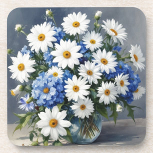 Bunch of Flowers Elegant Daisies Watercolor Coaster