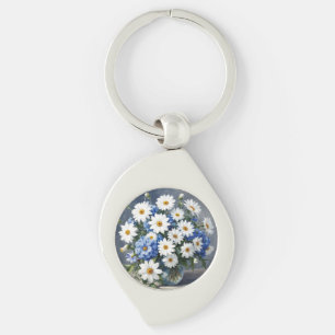 Bunch of Flowers Elegant Daisies Watercolor Key Ring