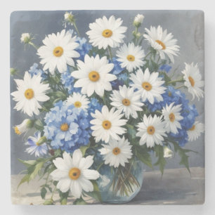 Bunch of Flowers Elegant Daisies Watercolor Stone Coaster