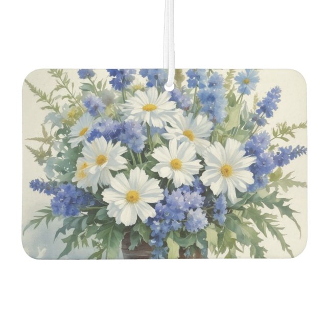 Bunch of Flowers Elegant Watercolor Car Air Freshener (Front)
