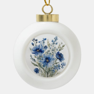 Bunch of Flowers Elegant Watercolor Ceramic Ball Christmas Ornament
