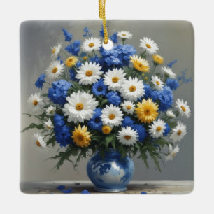Bunch of Flowers Elegant Watercolor Ceramic Ornament