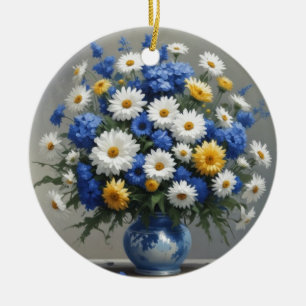 Bunch of Flowers Elegant Watercolor Ceramic Ornament