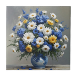 Bunch of Flowers Elegant Watercolor Ceramic Tile