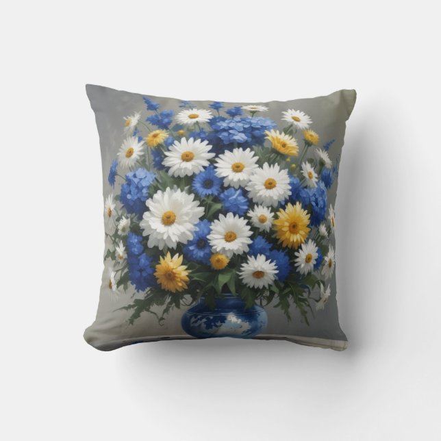 Bunch of Flowers Elegant Watercolor Cushion (Front)