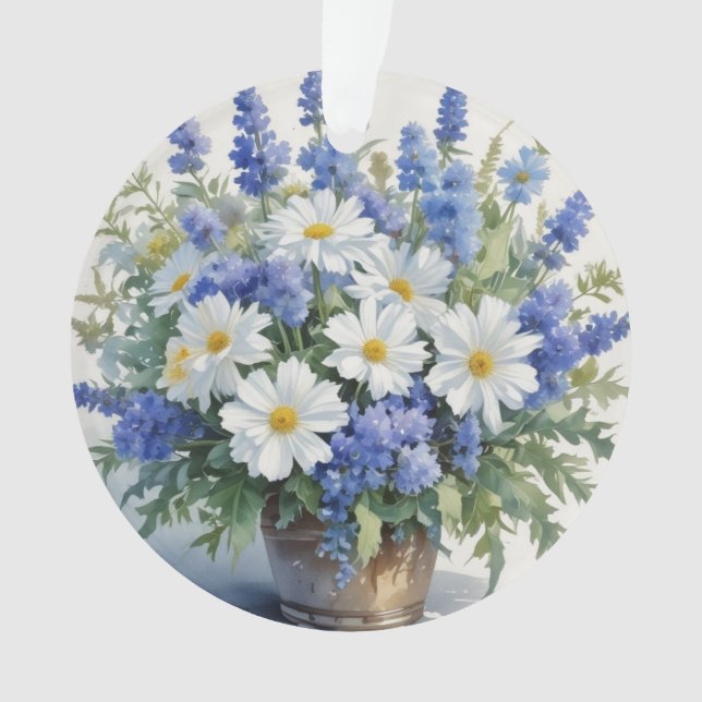 Bunch of Flowers Elegant Watercolor Ornament (Front)