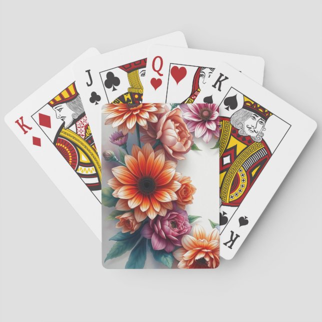 Bunch of Flowers Elegant Watercolor Playing Cards (Back)