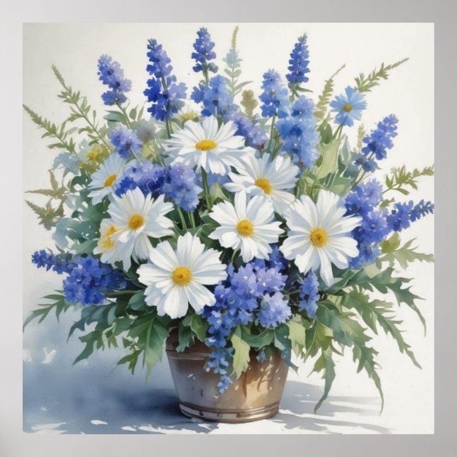 Bunch of Flowers Elegant Watercolor Poster (Front)