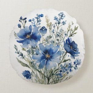 Bunch of Flowers Elegant Watercolor Round Cushion