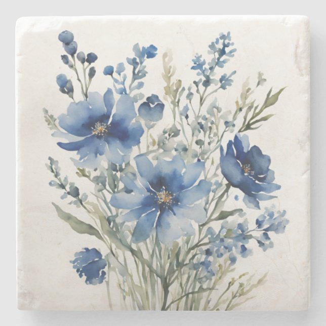 Bunch of Flowers Elegant Watercolor Stone Coaster (Front)