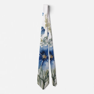 Bunch of Flowers Elegant Watercolor Stylish Blue Tie