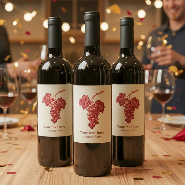 Bunch of grapes and vine leaf, burgundy wine label (Bunch of grapes and vine leaf, burgundy wine label.)