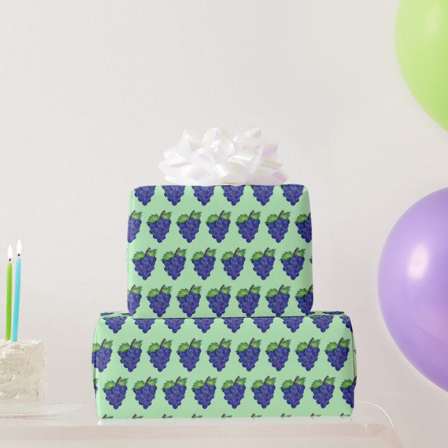 Bunch of Grapes Green Purple Fruit Vineyard Winery Wrapping Paper (Party Gifts)