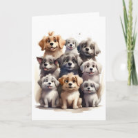 Bunch of Happy Dogs Portrait Blank Greeting 