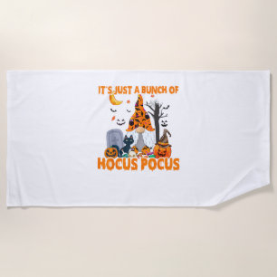 Bunch of Hocus Pocus Pumpkin Gnome Bats Scary Cat  Beach Towel