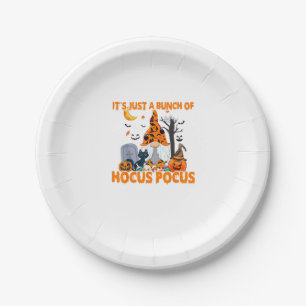 Bunch of Hocus Pocus Pumpkin Gnome Bats Scary Cat Paper Plate