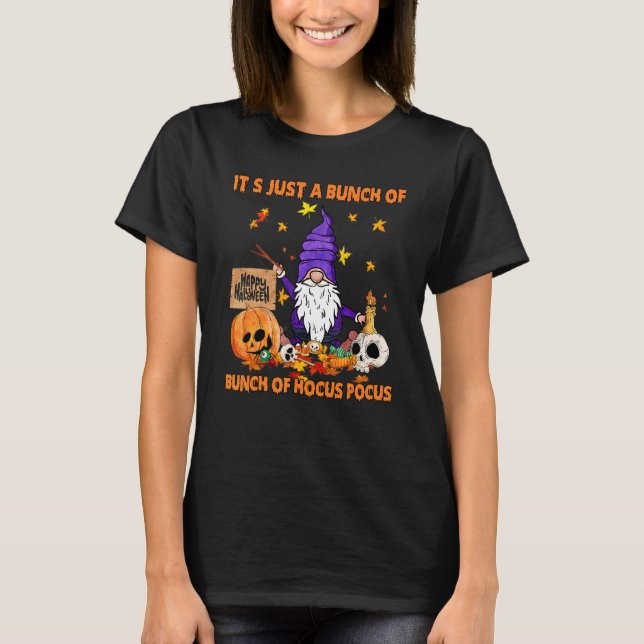 Bunch Of Hocus Pocus Pumpkin Gnomes Bats Scary T-Shirt (Front)