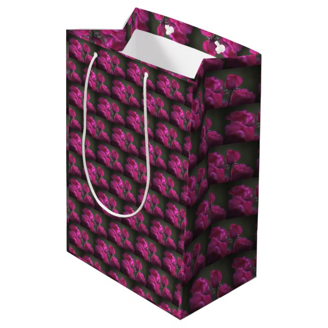 Bunch of Pink Roses Medium Gift Bag (Back Angled)