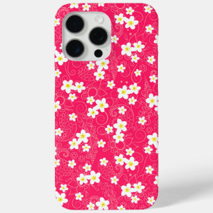 bunch of plumeria flowers on pink background iPhone 15 pro max case