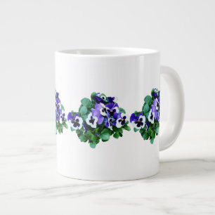 Bunch of Purple and White Pansies Large Coffee Mug