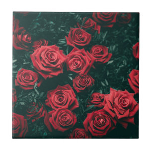 Bunch of red roses ceramic tile