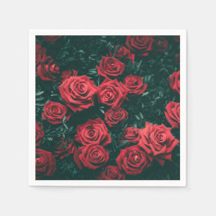 Bunch of red roses napkin