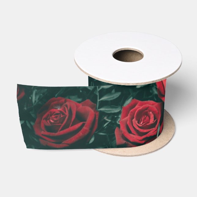 Bunch of red roses satin ribbon (Spool)