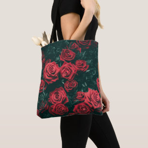 Bunch of red roses tote bag