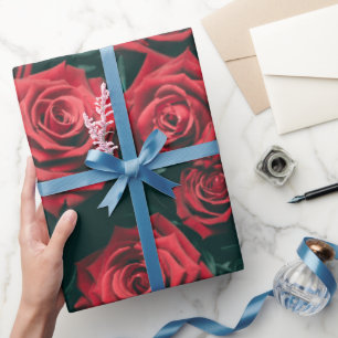 Bunch of red roses wrapping paper