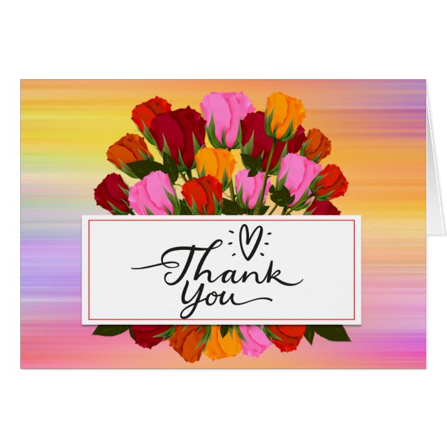 Bunch of Roses Thank You Card (Front Horizontal)