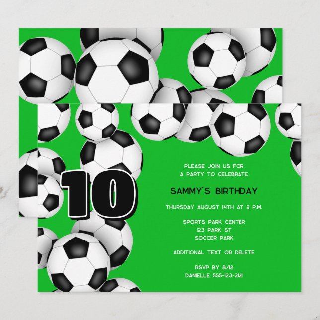 bunch of soccer balls kids birthday party invitation (Front/Back)