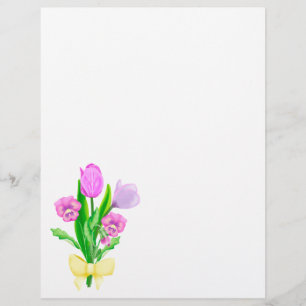 Bunch of Spring Flowers Custom Letterhead