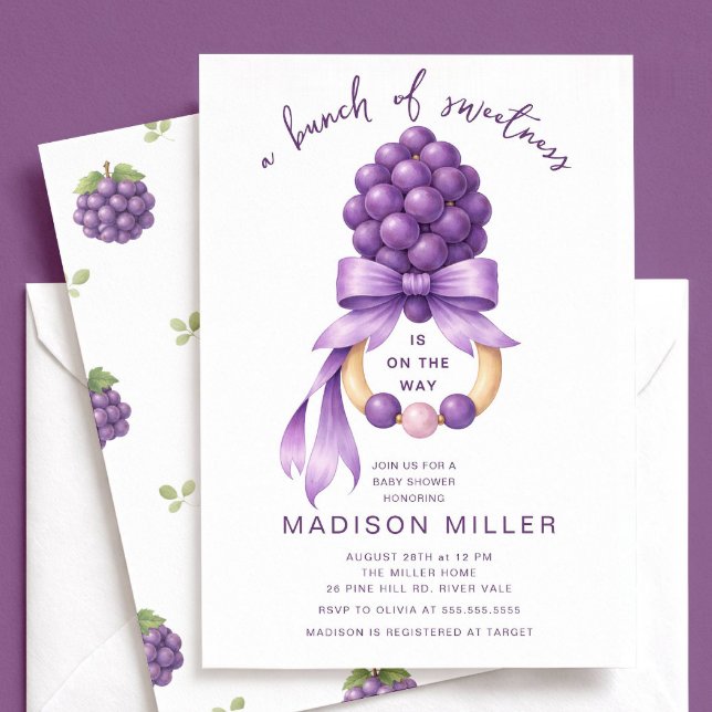 Bunch of Sweetness Grape Baby Shower Invitation (Creator Uploaded)