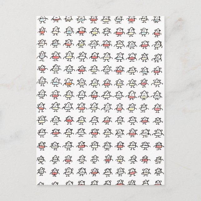 Bunch of Tiny Cartoon Funny Characters Postcard (Front)